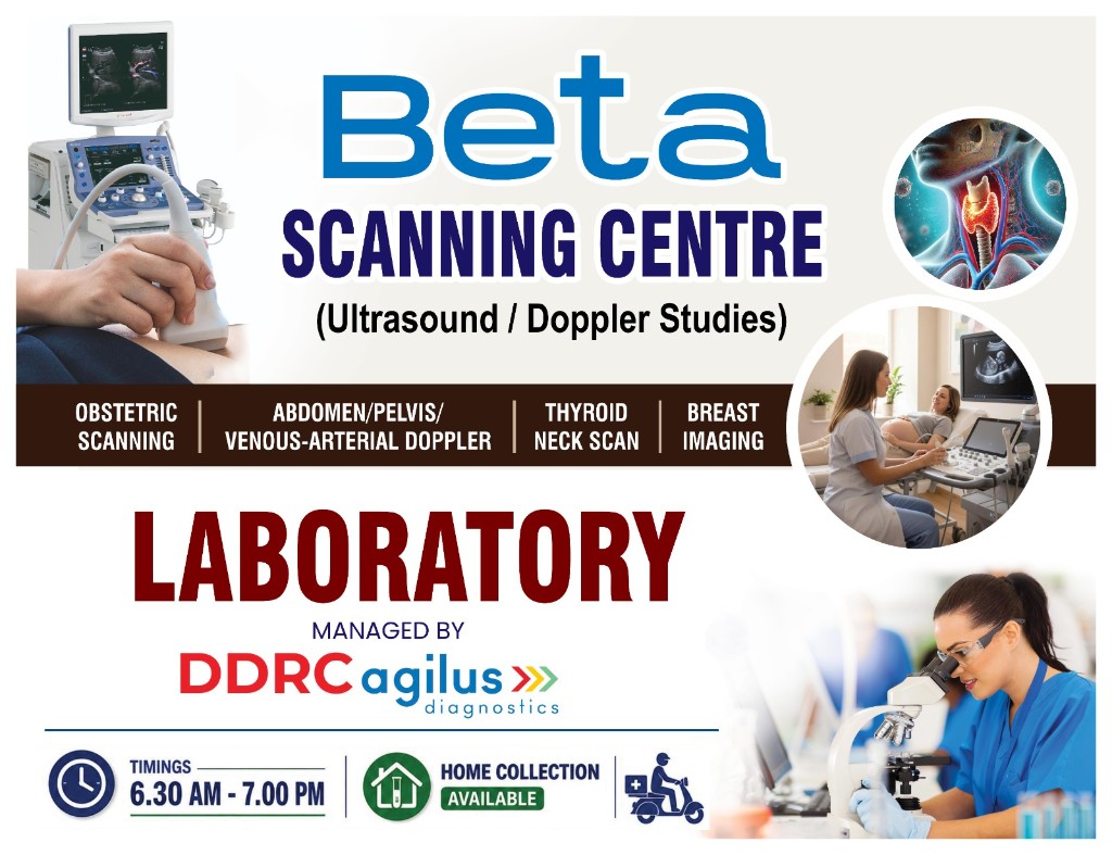 Beta Scanning Centre and clinical laboratory with ultrasound and doppler studies